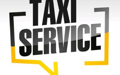 A bold graphic displaying the words "Taxi Service" in black letters. The text is enclosed within a yellow speech bubble outline, indicating a communication or service emphasis. The background transitions from gray at the top to white at the bottom, perfect for highlighting Minneapolis Airport Taxi services.